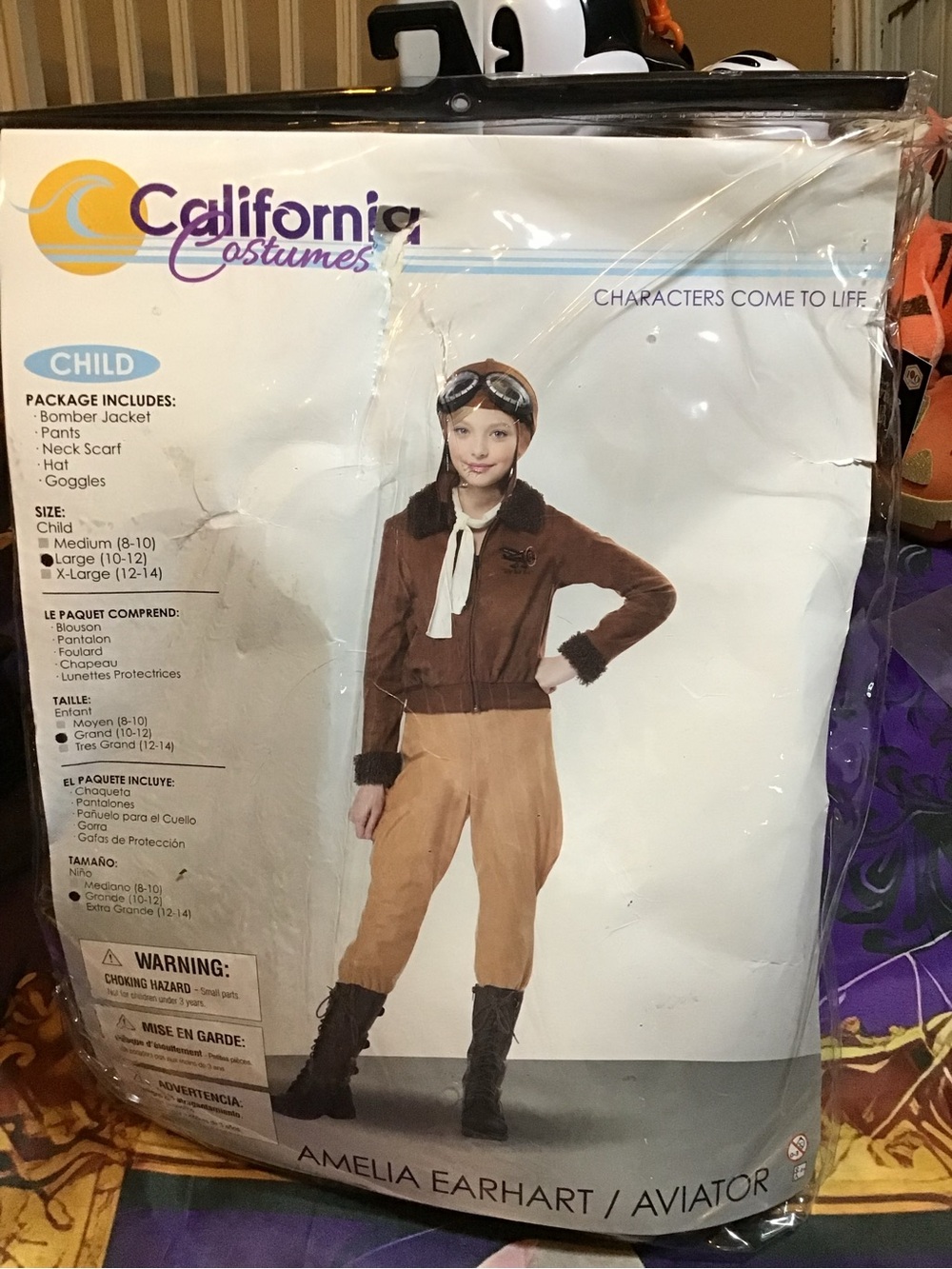 California costume Amelia Earhart/Aviator child costume size large 10/12